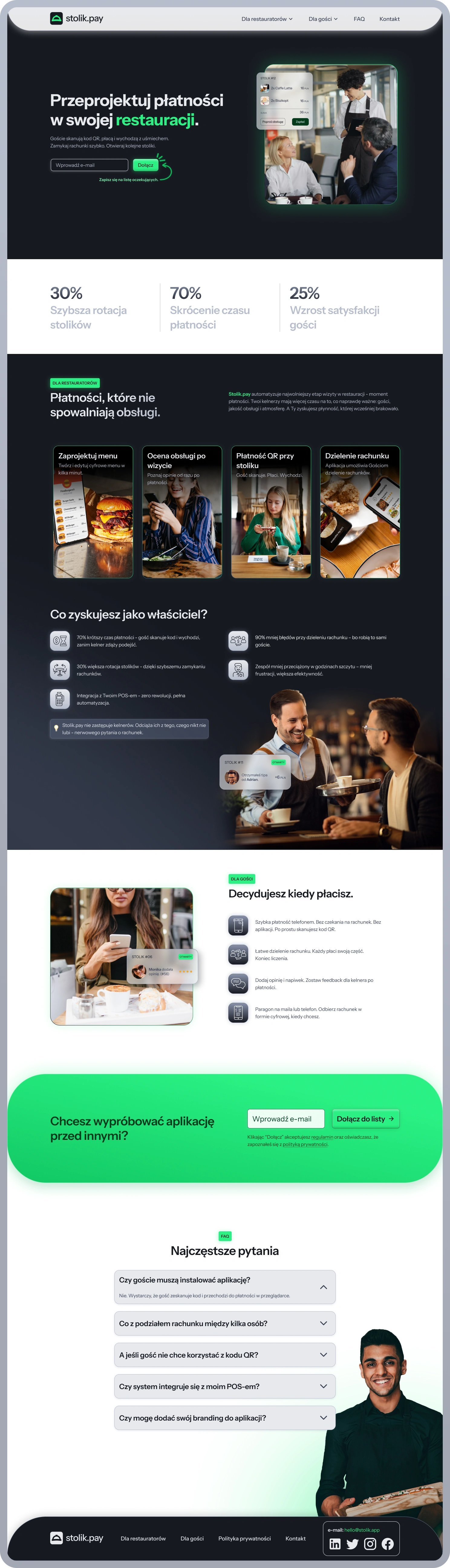 projekt landing page'a - wersja desktop