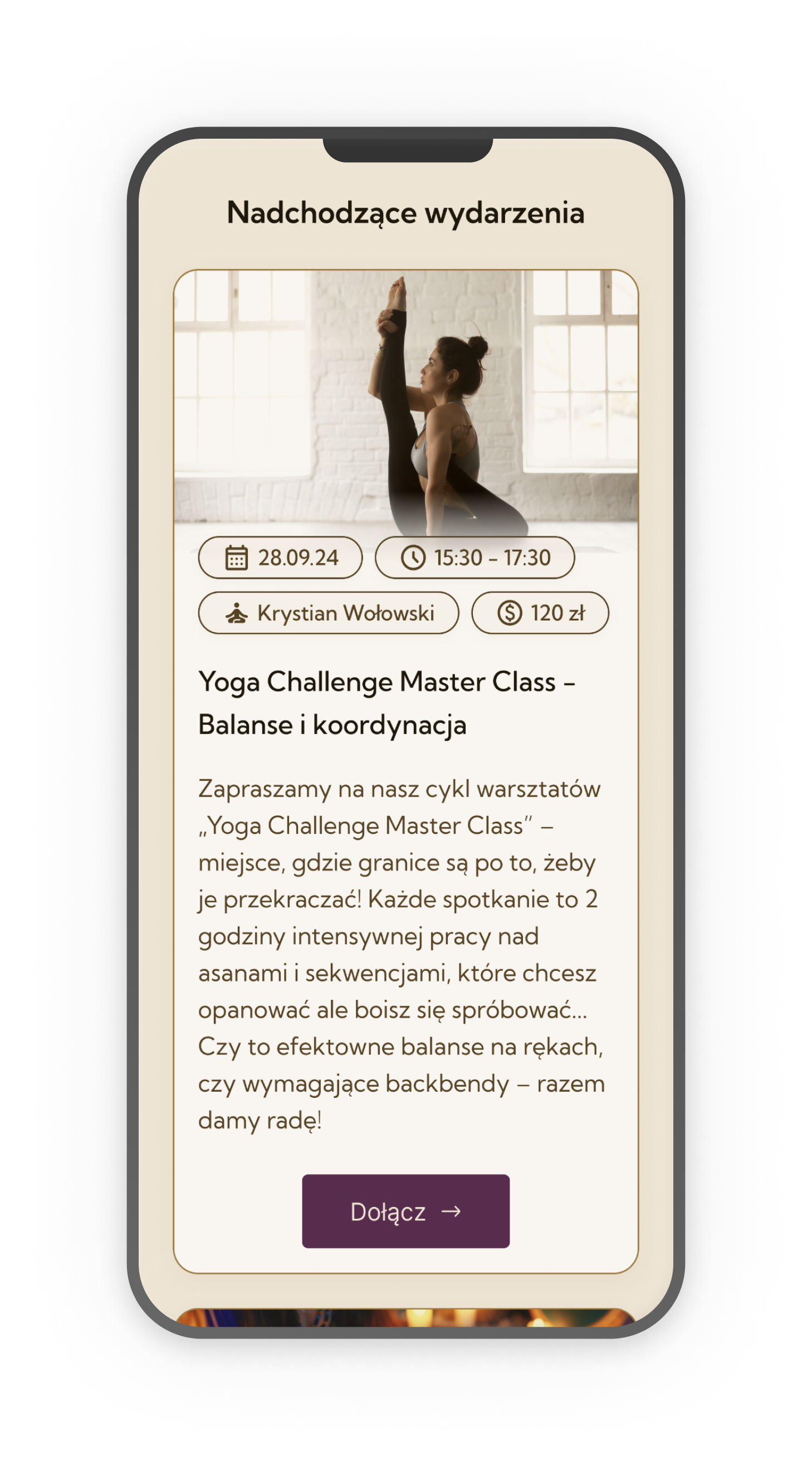 screen sekcji hero w wersji mobilnej