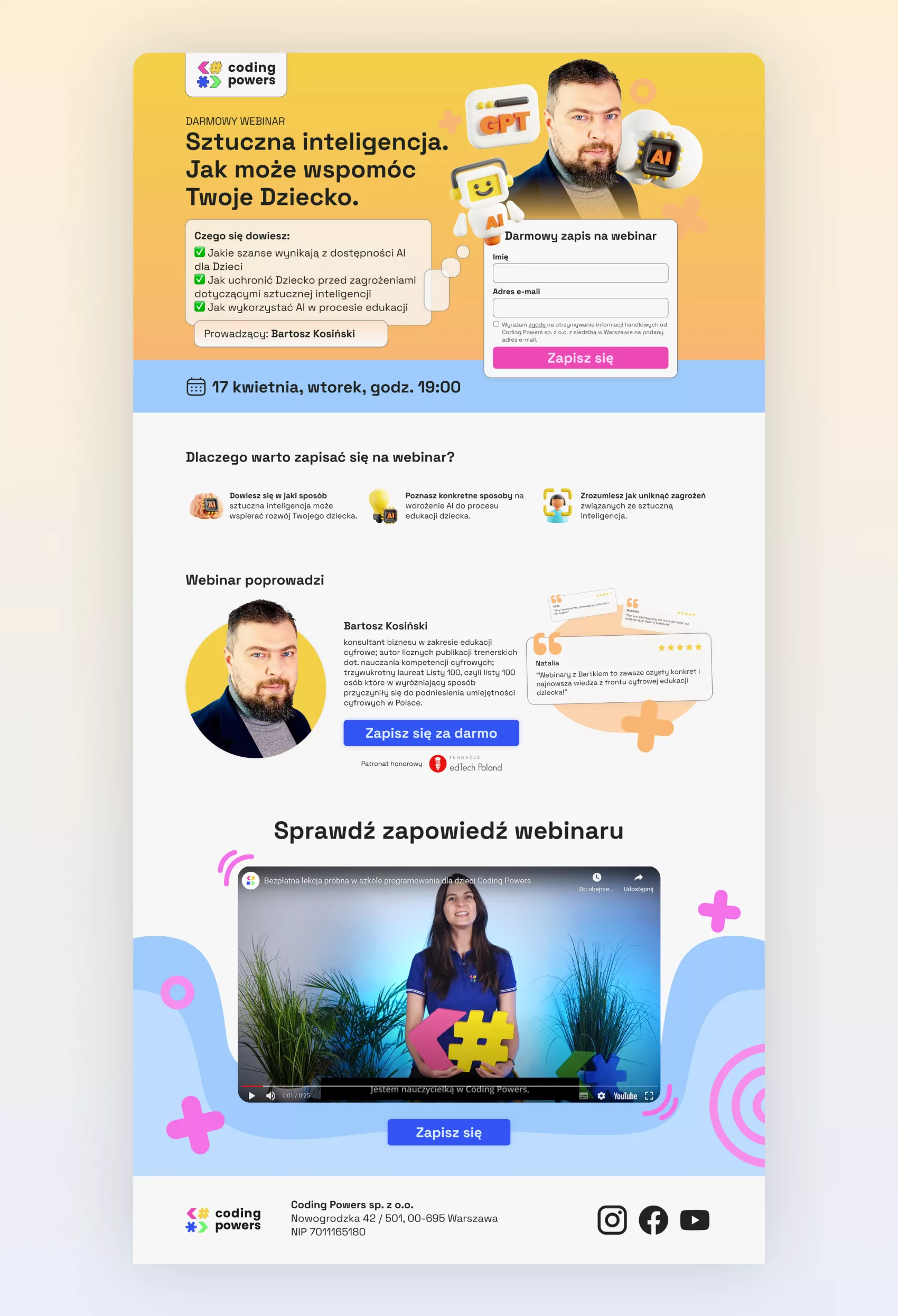 obrazek przedstawia widok desktop landing page'a