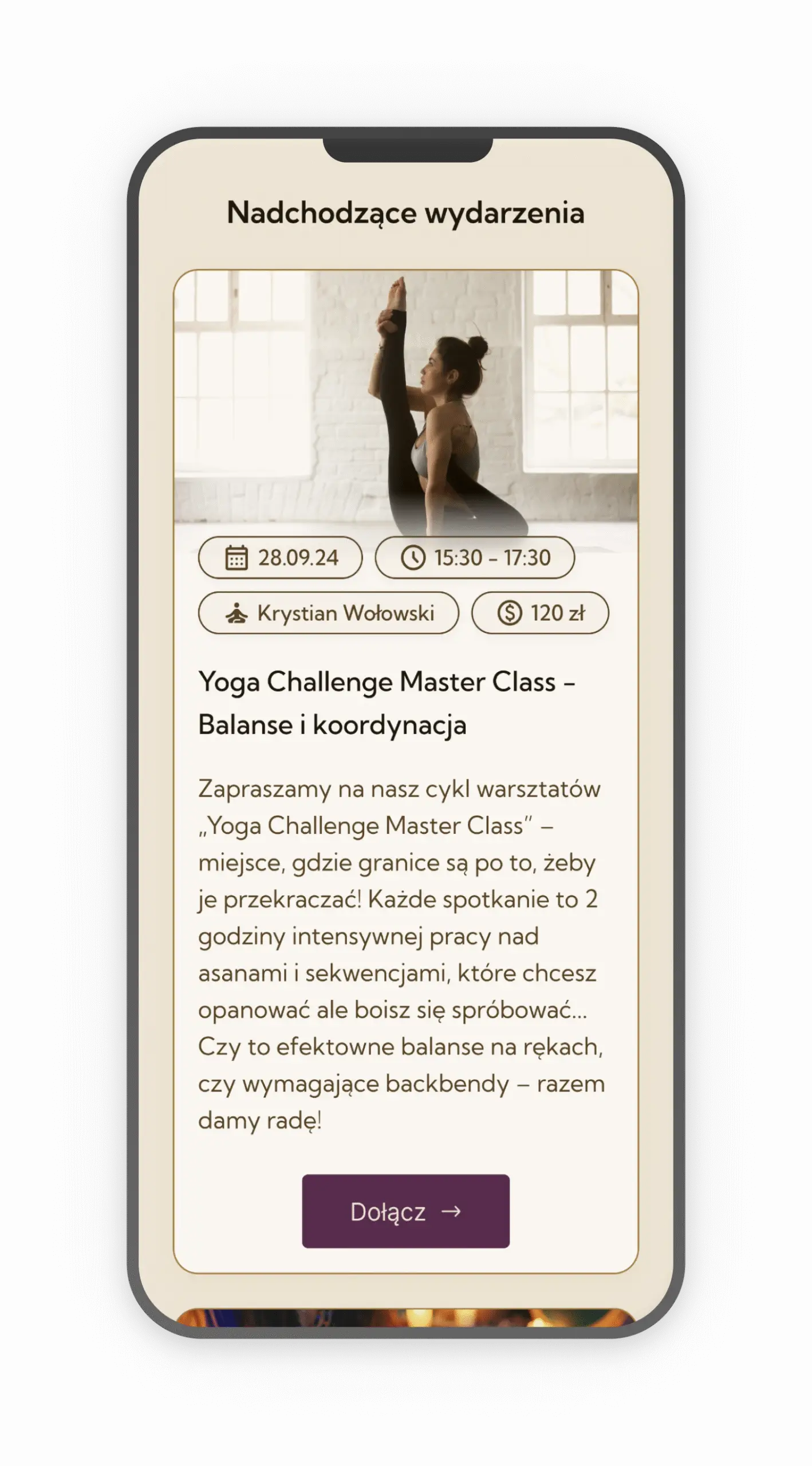 screen sekcji hero w wersji mobilnej