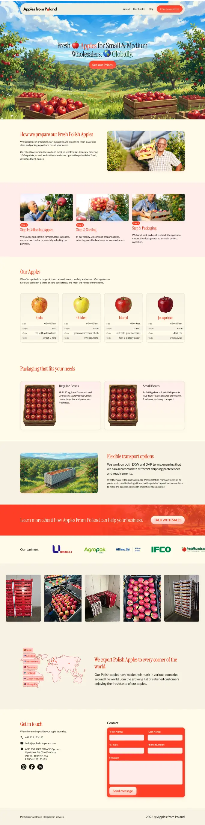 apples from poland landing page podgląd