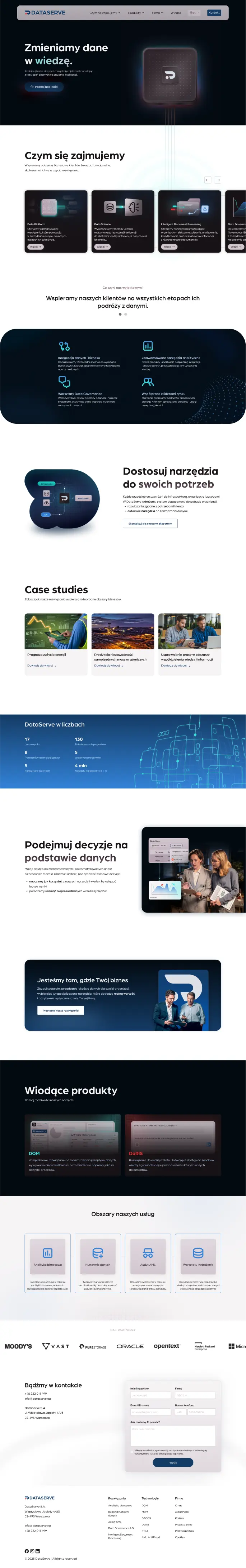 data serve landing page podgląd